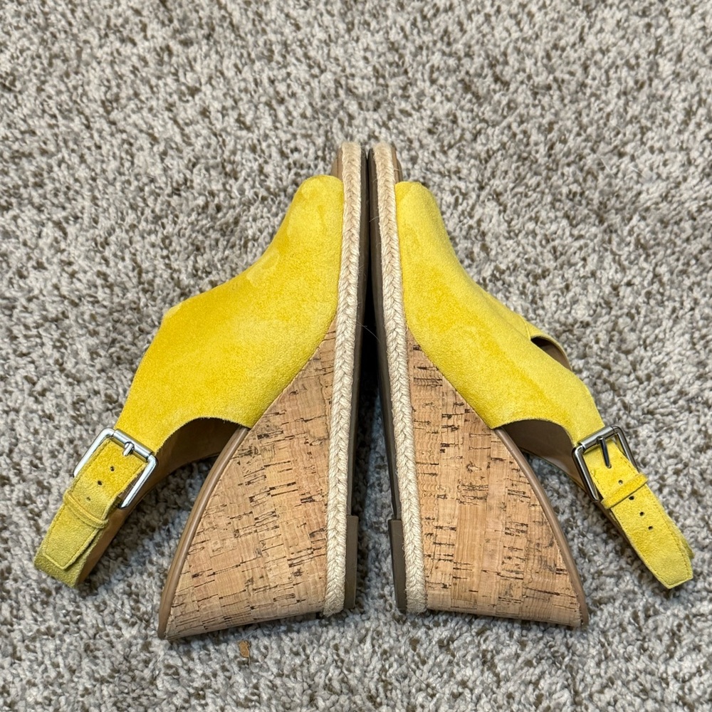 Yellow Suede Slingback Wedges Franco Sarto Julien Sandals 8.5 - Picture 3 of 7